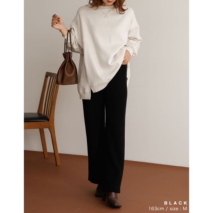 もっちり暖かな着心地が魅力 [低身長サイズ有]畦編みニットストレートパンツ パン… | Re:EDIT | 詳細画像17 