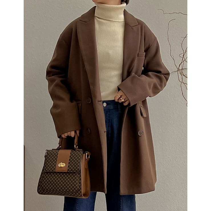 ビッグカラーで大人のこなれ感 カットメルトンダブルミドルコート ジャケット | Re:EDIT | 詳細画像3 