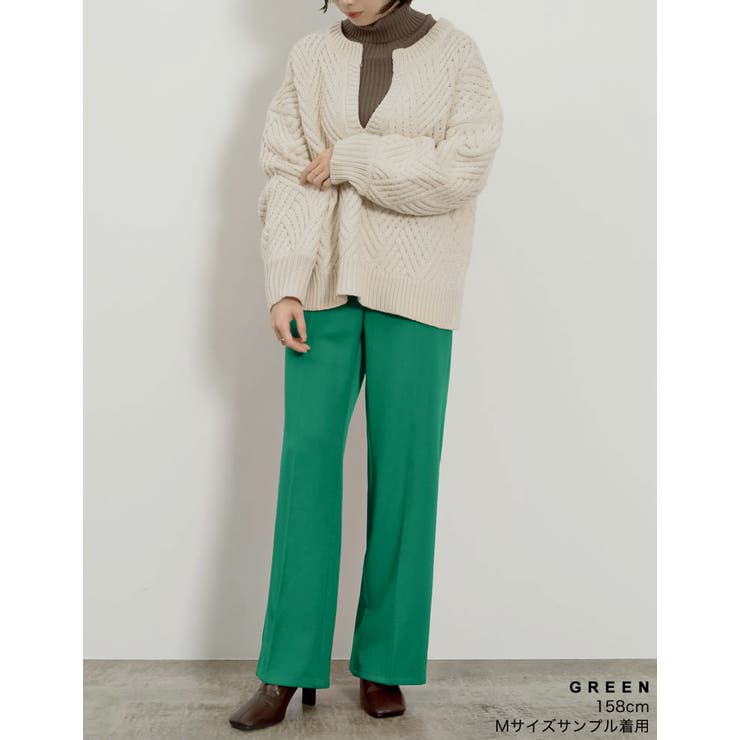 [低身長サイズ有][保湿]リサイクル裏微起毛センタープレスストレートパンツ | Re:EDIT | 詳細画像14 