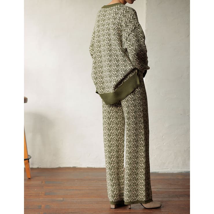 モード感を纏うリラックスニットパンツ 幾何学ジャガードストレートニットパンツ | Re:EDIT | 詳細画像15 