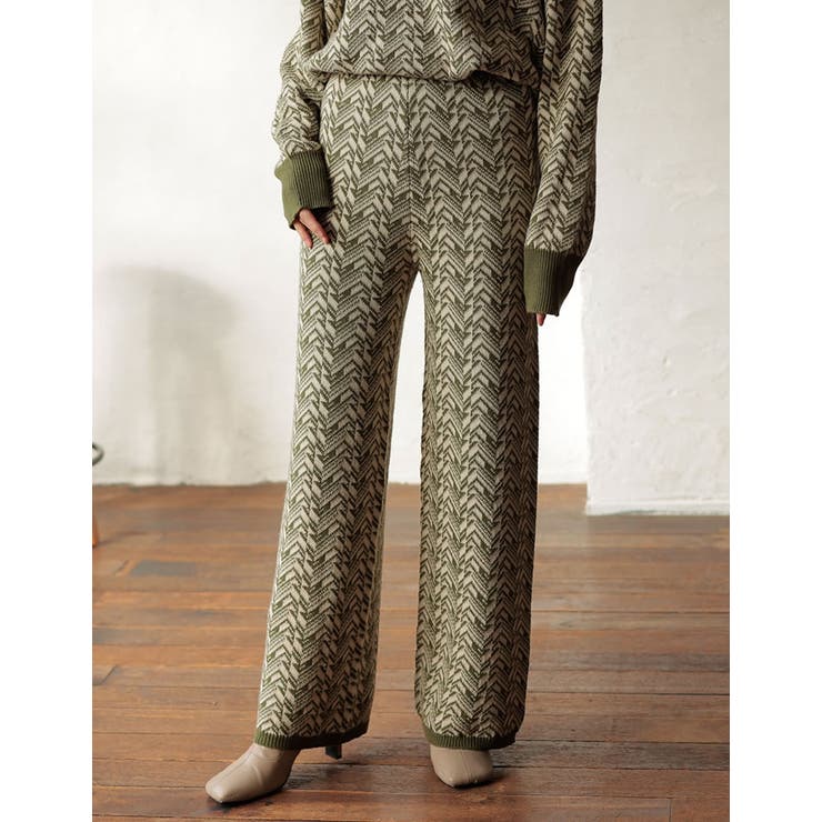 モード感を纏うリラックスニットパンツ 幾何学ジャガードストレートニットパンツ | Re:EDIT | 詳細画像16 