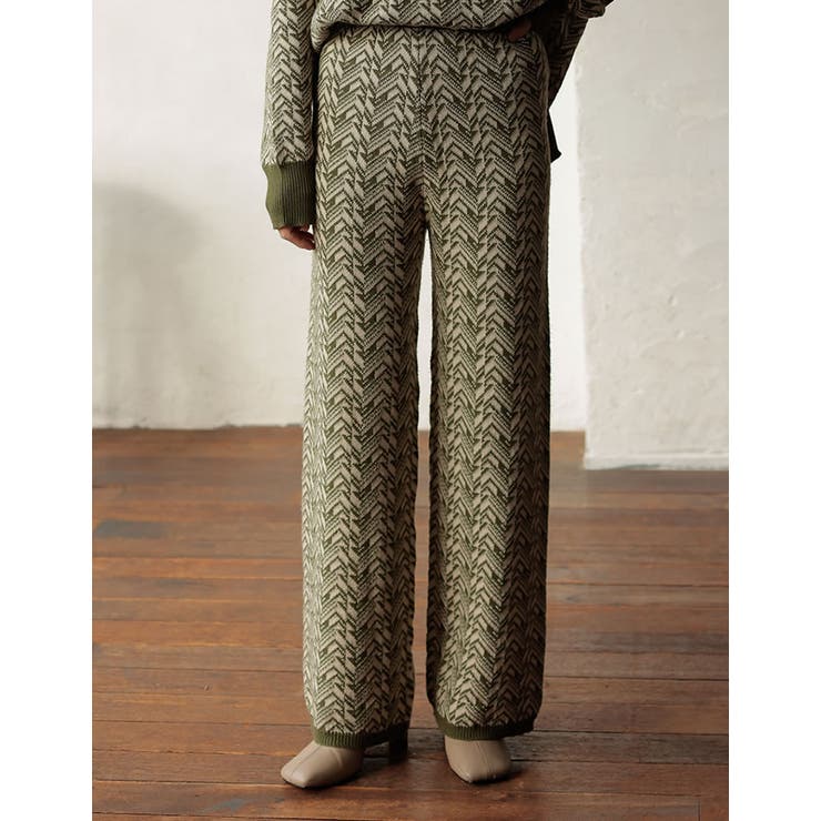 モード感を纏うリラックスニットパンツ 幾何学ジャガードストレートニットパンツ | Re:EDIT | 詳細画像5 