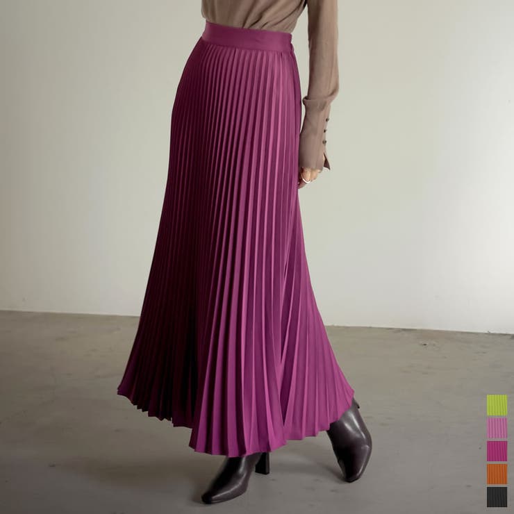鮮やかなカラー展開で気分も上がるプリーツスカート カラープリーツスカート スカート | Re:EDIT | 詳細画像1 