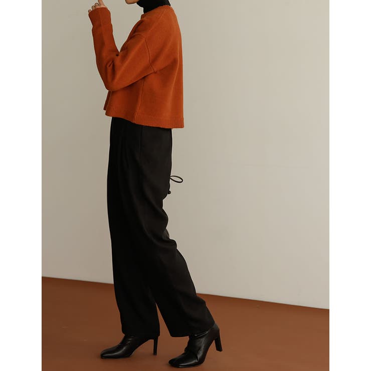 レイヤードスタイルがサマになるカラーニット ショート丈起毛ニットプルオーバー | Re:EDIT | 詳細画像15 