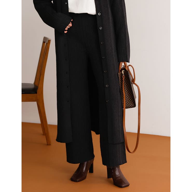 シンプルかつ綺麗なシルエットが魅力 起毛ランダムリブニットパンツ パンツ | Re:EDIT | 詳細画像3 