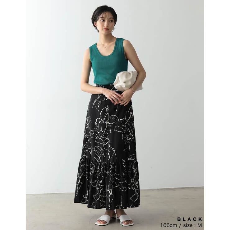 歩くたびに優雅に揺れるシルエット 線花柄マーメイドスカート スカート | Re:EDIT | 詳細画像5 