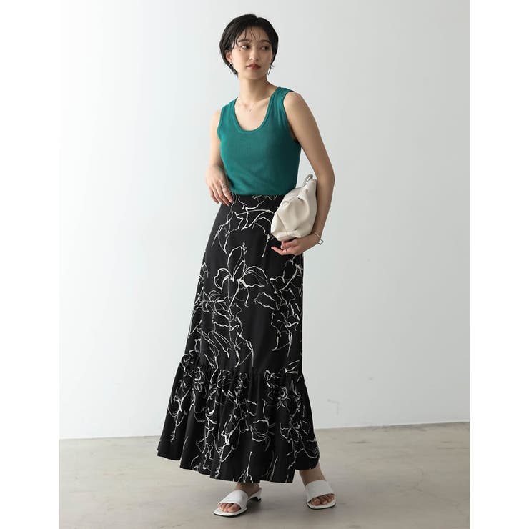歩くたびに優雅に揺れるシルエット 線花柄マーメイドスカート スカート | Re:EDIT | 詳細画像8 