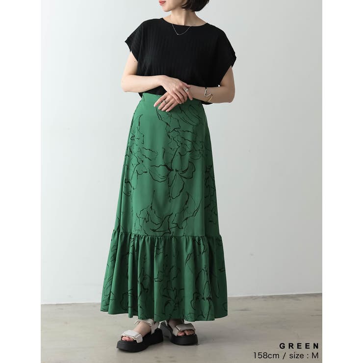 歩くたびに優雅に揺れるシルエット 線花柄マーメイドスカート スカート | Re:EDIT | 詳細画像9 