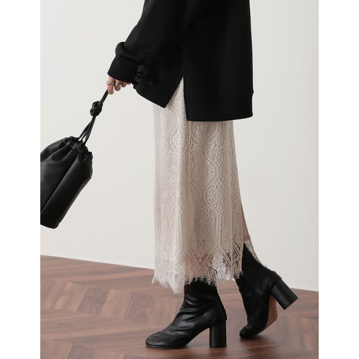トレンドライクに品よく着こなす エンブロイダリーレースタイトスカート スカート | Re:EDIT | 詳細画像3 