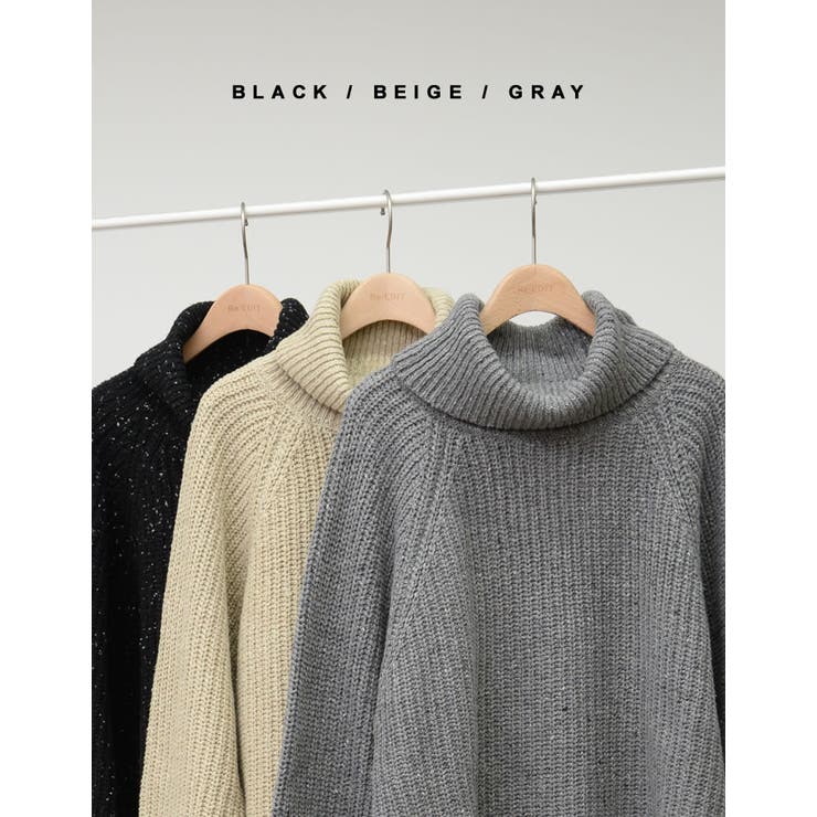 シンプルながらも他と差がつく ミックスネップタートルネックニットトップス トップ… | Re:EDIT | 詳細画像2 