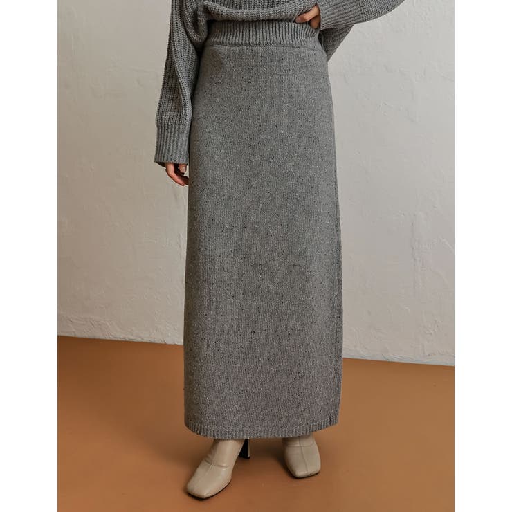 グレー(005) | シンプル過ぎないデザインが旬 ミックスネップロングニットスカート スカート | Re:EDIT