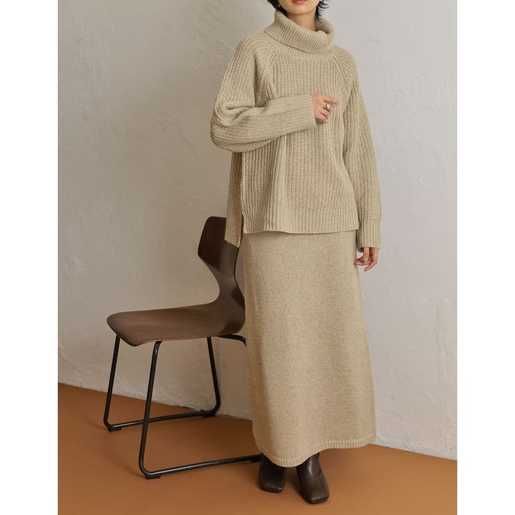 シンプル過ぎないデザインが旬 ミックスネップロングニットスカート スカート | Re:EDIT | 詳細画像16 