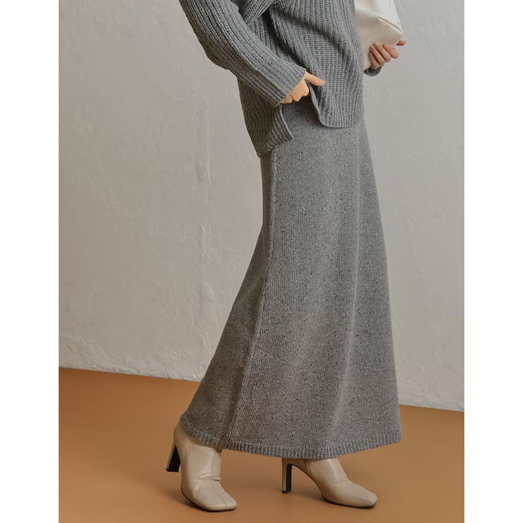 シンプル過ぎないデザインが旬 ミックスネップロングニットスカート スカート | Re:EDIT | 詳細画像4 