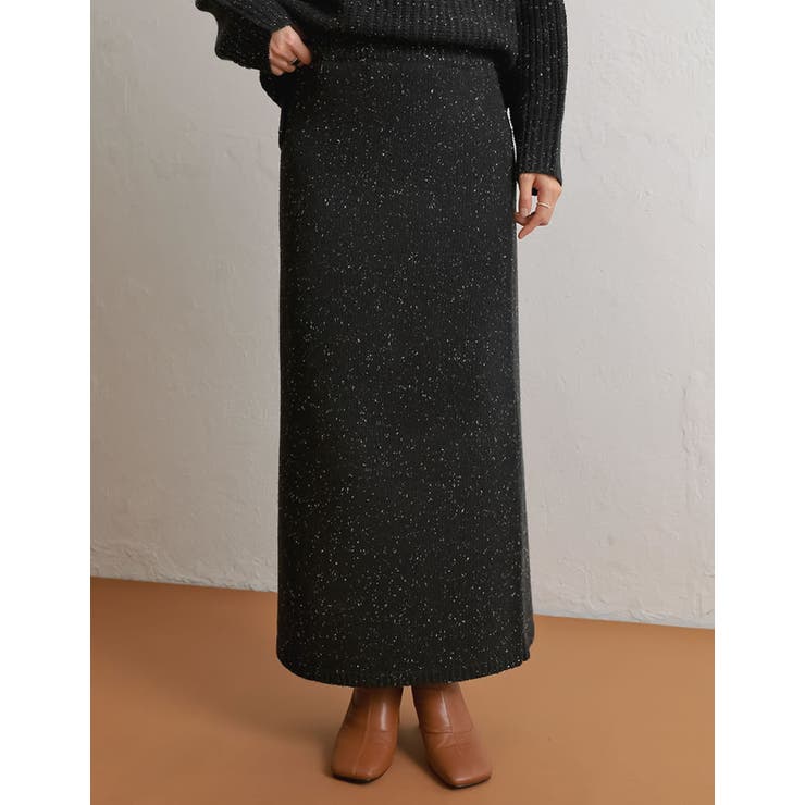 シンプル過ぎないデザインが旬 ミックスネップロングニットスカート スカート | Re:EDIT | 詳細画像8 