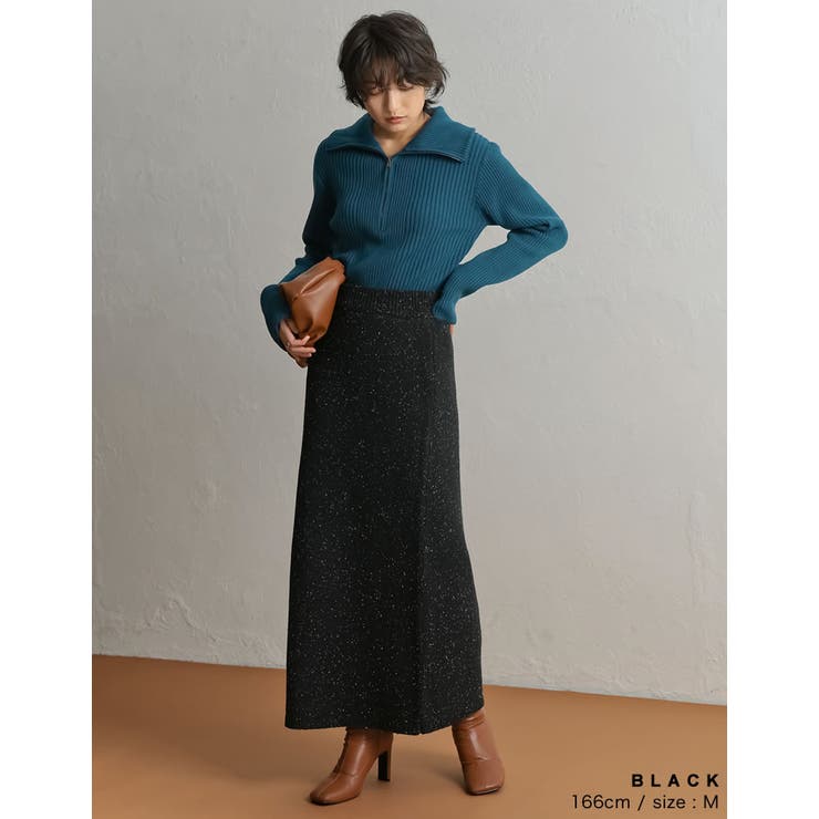 シンプル過ぎないデザインが旬 ミックスネップロングニットスカート スカート | Re:EDIT | 詳細画像9 