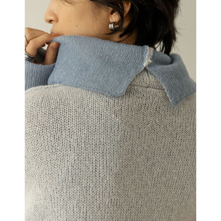 コーデの主役になるふんわりバイカラーニット[品番：GS000019822]｜Re