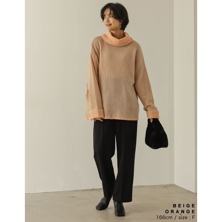 コーデの主役になるふんわりバイカラーニット[品番：GS000019822]｜Re