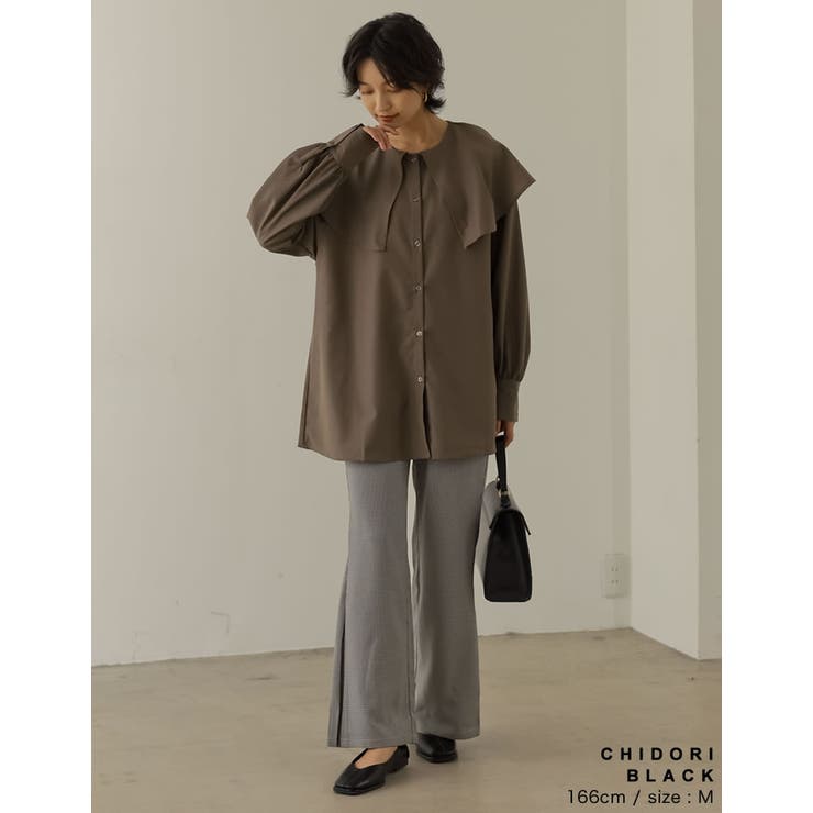 サイドのボックスタックデザインが旬 選べるチェック柄サイドタックパンツ パンツ | Re:EDIT | 詳細画像14 