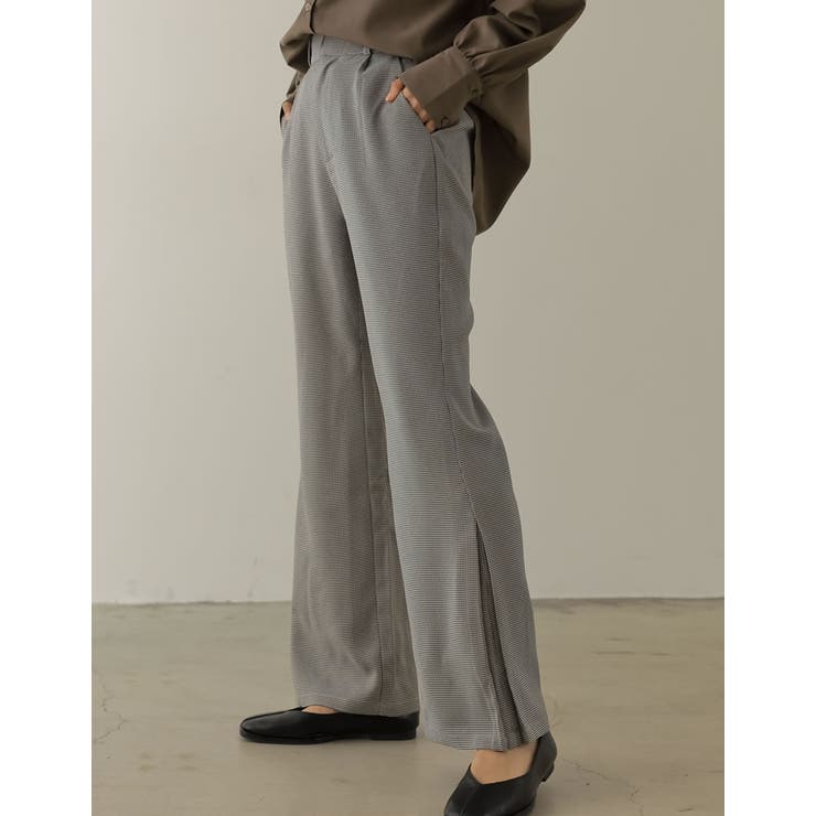 サイドのボックスタックデザインが旬 選べるチェック柄サイドタックパンツ パンツ | Re:EDIT | 詳細画像5 