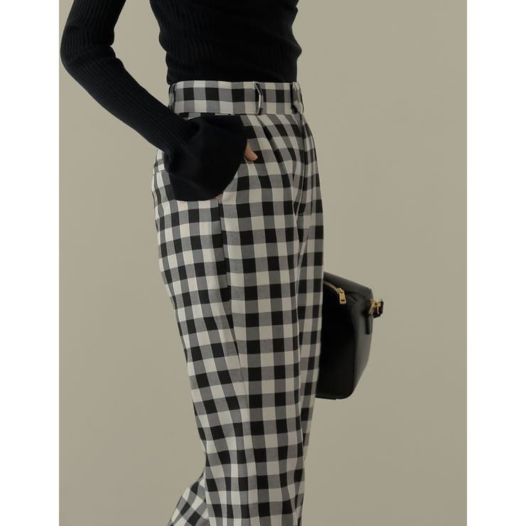 サイドのボックスタックデザインが旬 選べるチェック柄サイドタックパンツ パンツ | Re:EDIT | 詳細画像7 