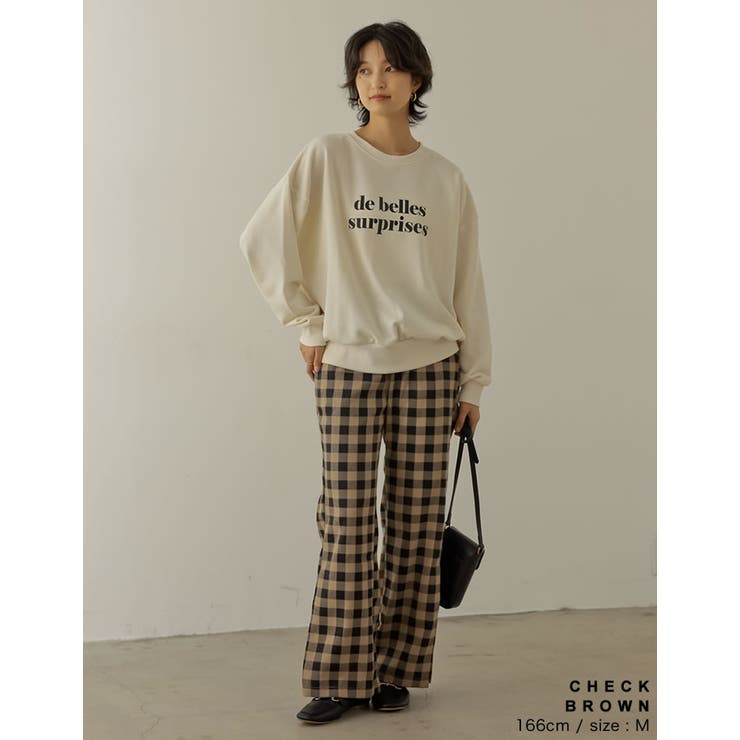 サイドのボックスタックデザインが旬 選べるチェック柄サイドタックパンツ パンツ | Re:EDIT | 詳細画像10 