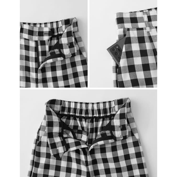 サイドのボックスタックデザインが旬 選べるチェック柄サイドタックパンツ パンツ | Re:EDIT | 詳細画像23 