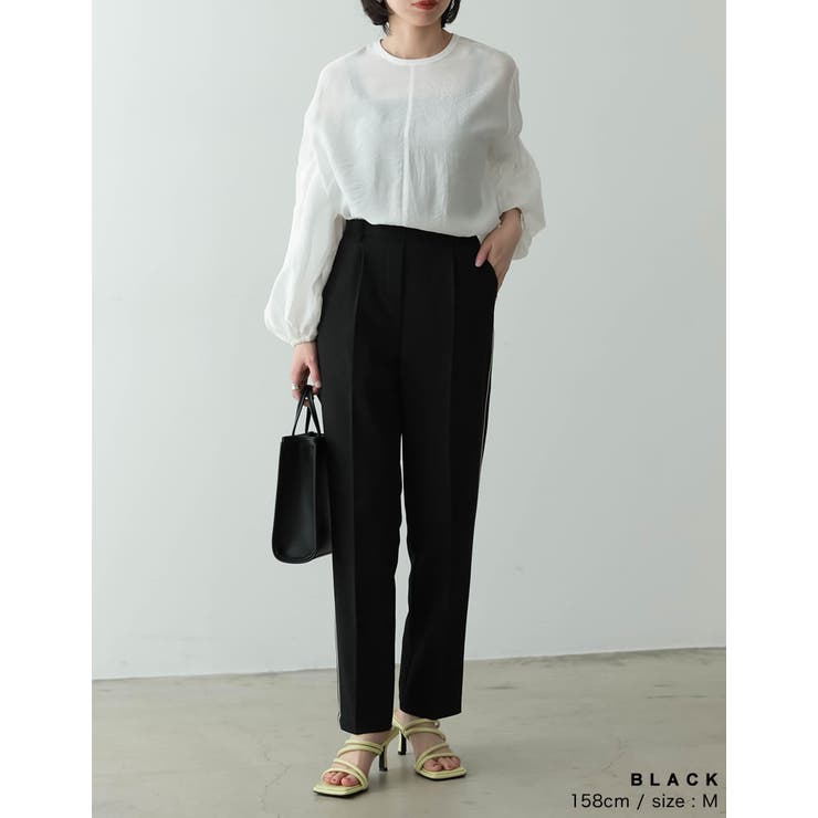 ボーダーレスに着回しできるのがポイント クロスサイドラインテーパードパンツ パンツ | Re:EDIT | 詳細画像7 