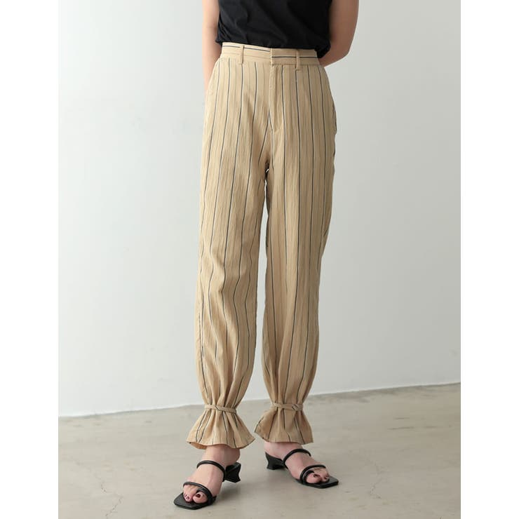 [低身長サイズ有]2WAY裾リボンマルチストライプコットンパンツ | Re:EDIT | 詳細画像3 