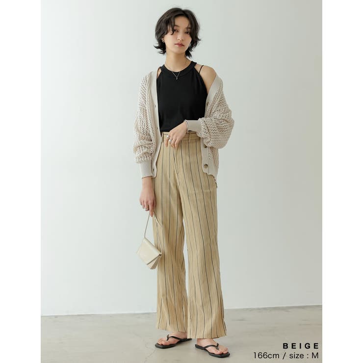 [低身長サイズ有]2WAY裾リボンマルチストライプコットンパンツ | Re:EDIT | 詳細画像6 