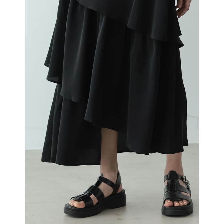 歩くたびに綺麗に揺れるシルエット ランダムティアードシフォンロングスカート | Re:EDIT | 詳細画像14 