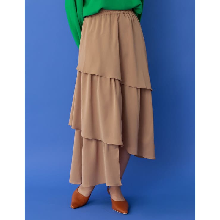 歩くたびに綺麗に揺れるシルエット ランダムティアードシフォンロングスカート | Re:EDIT | 詳細画像5 