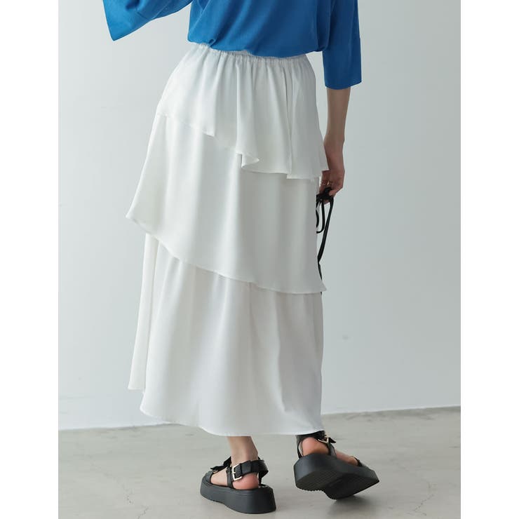 歩くたびに綺麗に揺れるシルエット ランダムティアードシフォンロングスカート | Re:EDIT | 詳細画像10 