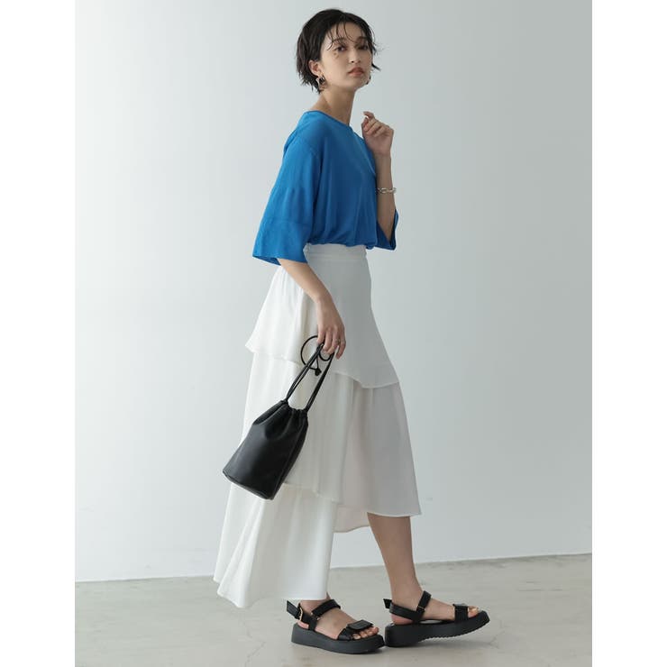 歩くたびに綺麗に揺れるシルエット ランダムティアードシフォンロングスカート | Re:EDIT | 詳細画像21 