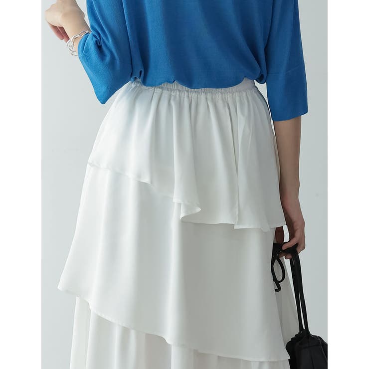 歩くたびに綺麗に揺れるシルエット ランダムティアードシフォンロングスカート | Re:EDIT | 詳細画像22 