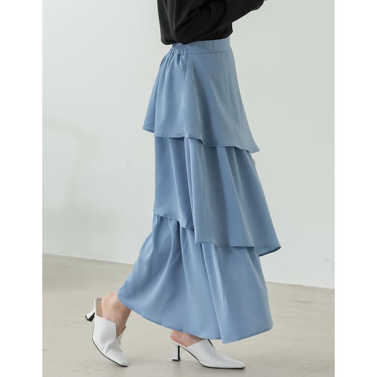 歩くたびに綺麗に揺れるシルエット ランダムティアードシフォンロングスカート | Re:EDIT | 詳細画像27 