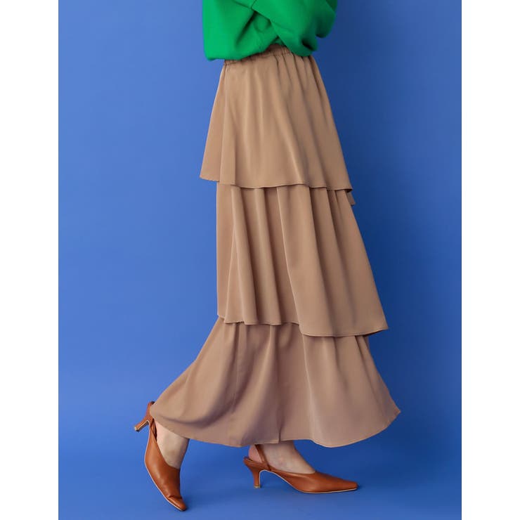 歩くたびに綺麗に揺れるシルエット ランダムティアードシフォンロングスカート | Re:EDIT | 詳細画像28 