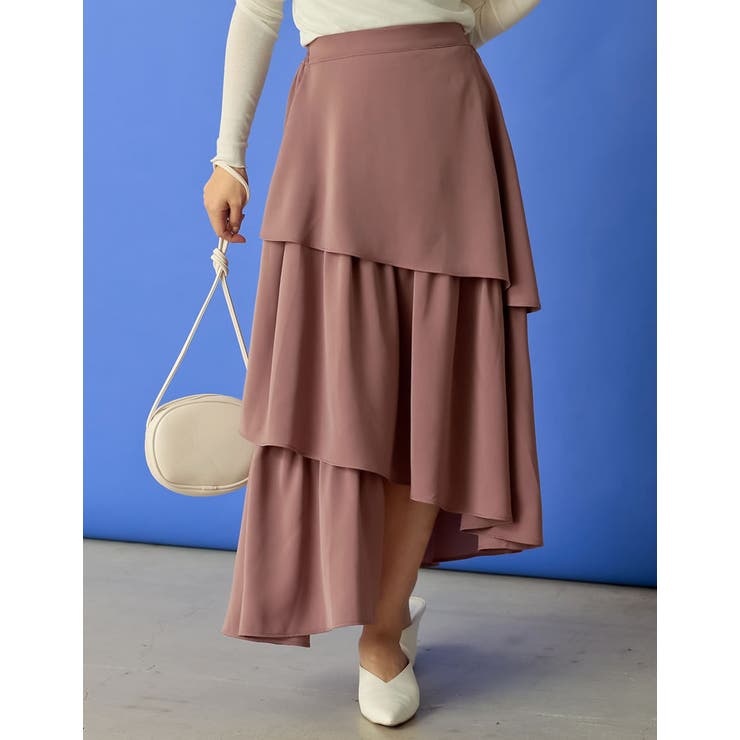 歩くたびに綺麗に揺れるシルエット ランダムティアードシフォンロングスカート | Re:EDIT | 詳細画像32 