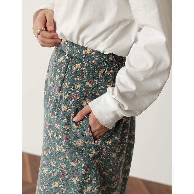 小ぶりな花柄でクラシカルな雰囲気を演出 ライトコール花柄マーメイドスカート | Re:EDIT | 詳細画像11 