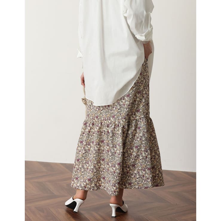 小ぶりな花柄でクラシカルな雰囲気を演出 ライトコール花柄マーメイドスカート | Re:EDIT | 詳細画像15 