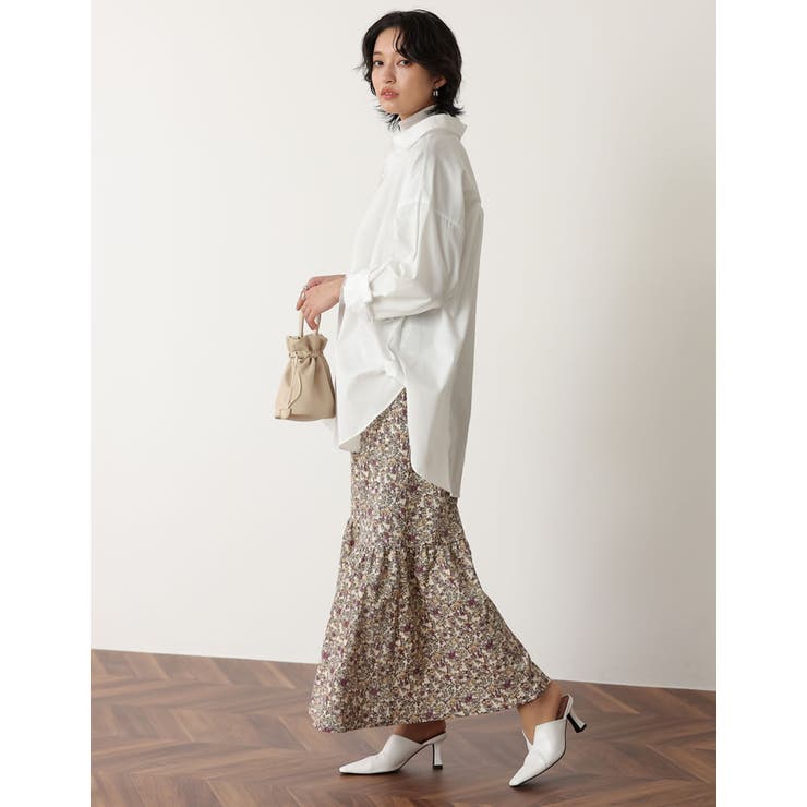 小ぶりな花柄でクラシカルな雰囲気を演出 ライトコール花柄マーメイドスカート | Re:EDIT | 詳細画像16 