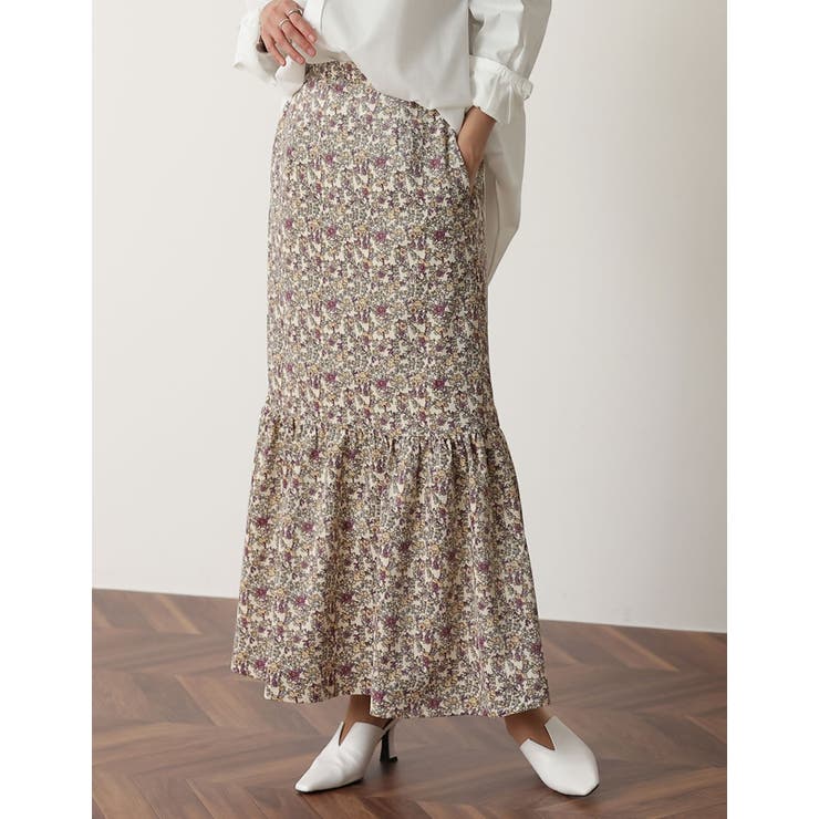 小ぶりな花柄でクラシカルな雰囲気を演出 ライトコール花柄マーメイドスカート | Re:EDIT | 詳細画像5 