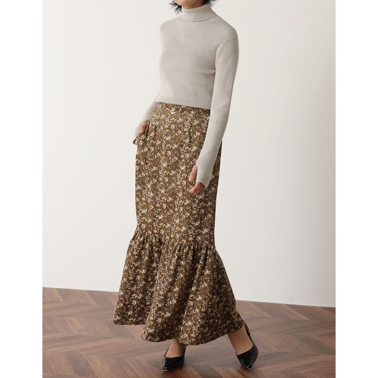 小ぶりな花柄でクラシカルな雰囲気を演出 ライトコール花柄マーメイドスカート | Re:EDIT | 詳細画像21 