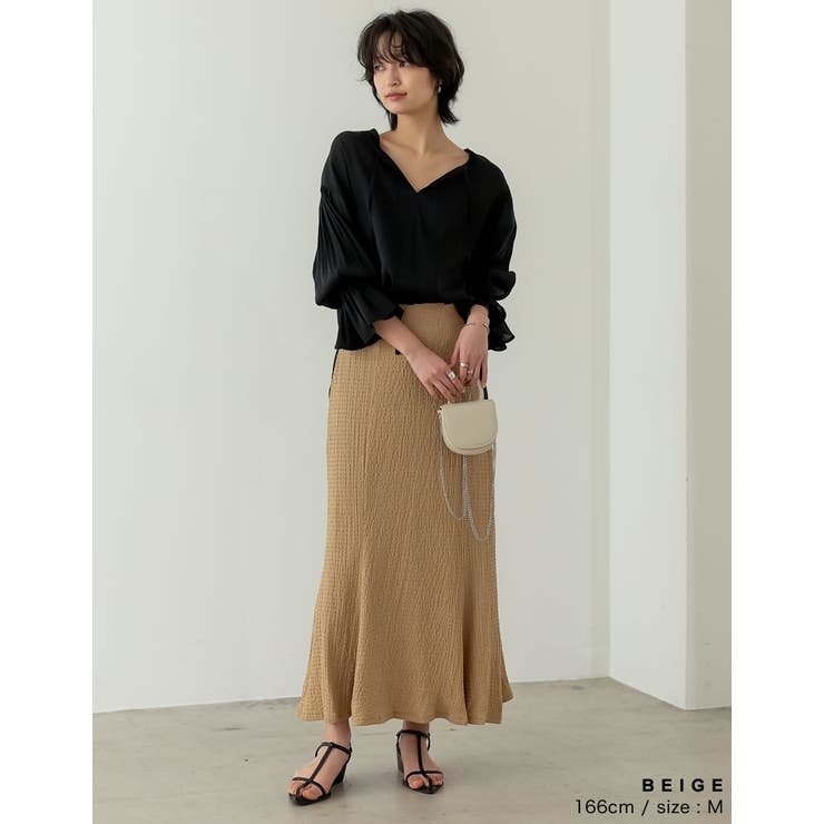 綺麗見えシルエットとリラクシーな穿き心地が魅力 楊柳カットソーフレアスカート | Re:EDIT | 詳細画像12 