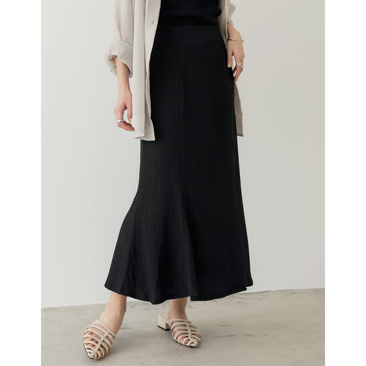 綺麗見えシルエットとリラクシーな穿き心地が魅力 楊柳カットソーフレアスカート | Re:EDIT | 詳細画像2 