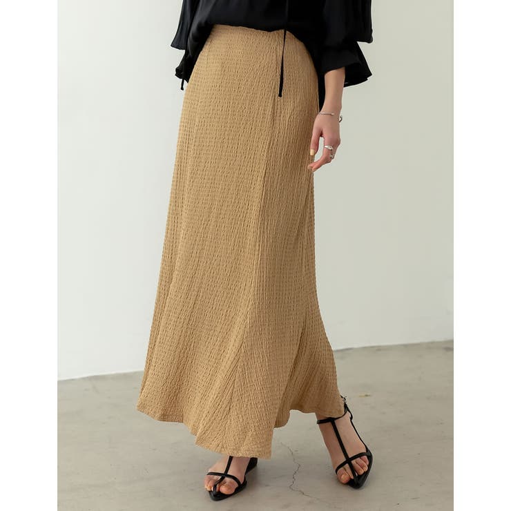 綺麗見えシルエットとリラクシーな穿き心地が魅力 楊柳カットソーフレアスカート | Re:EDIT | 詳細画像3 