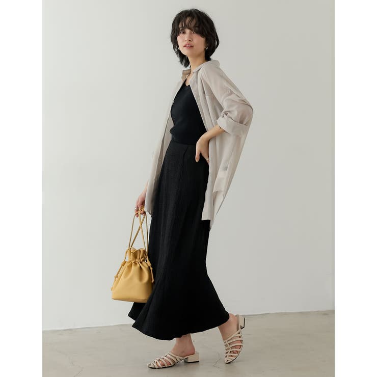 綺麗見えシルエットとリラクシーな穿き心地が魅力 楊柳カットソーフレアスカート | Re:EDIT | 詳細画像9 