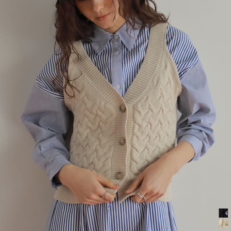 コーデの幅が広がるケーブル編みニットビスチェ ケーブルニットビスチェ トップス 品番 Gs Re Edit リエディ のレディースファッション通販 Shoplist ショップリスト