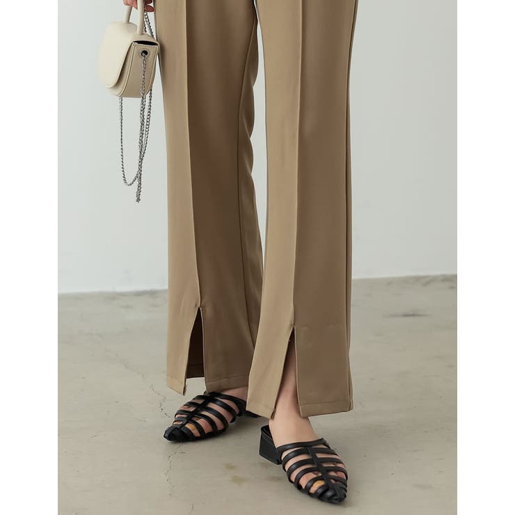 リサイクルストレッチツイルセンターピンタックスリットパンツ | Re:EDIT | 詳細画像15 