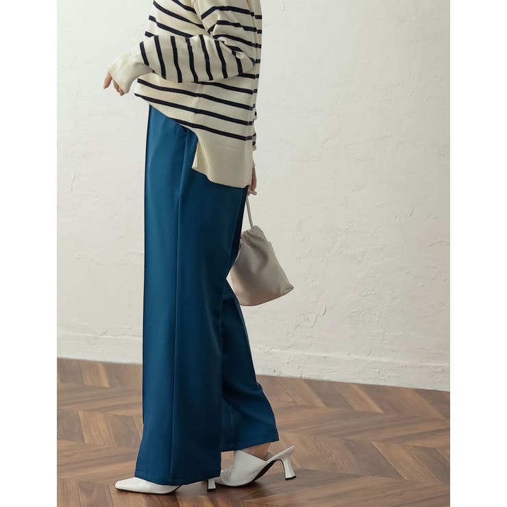 リサイクルストレッチツイルセンターピンタックスリットパンツ | Re:EDIT | 詳細画像30 