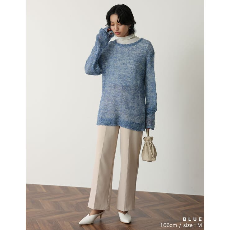 手首のくしゅっとしたシルエットがトレンドライク モヘアタッチローゲージニットチュ… | Re:EDIT | 詳細画像13 